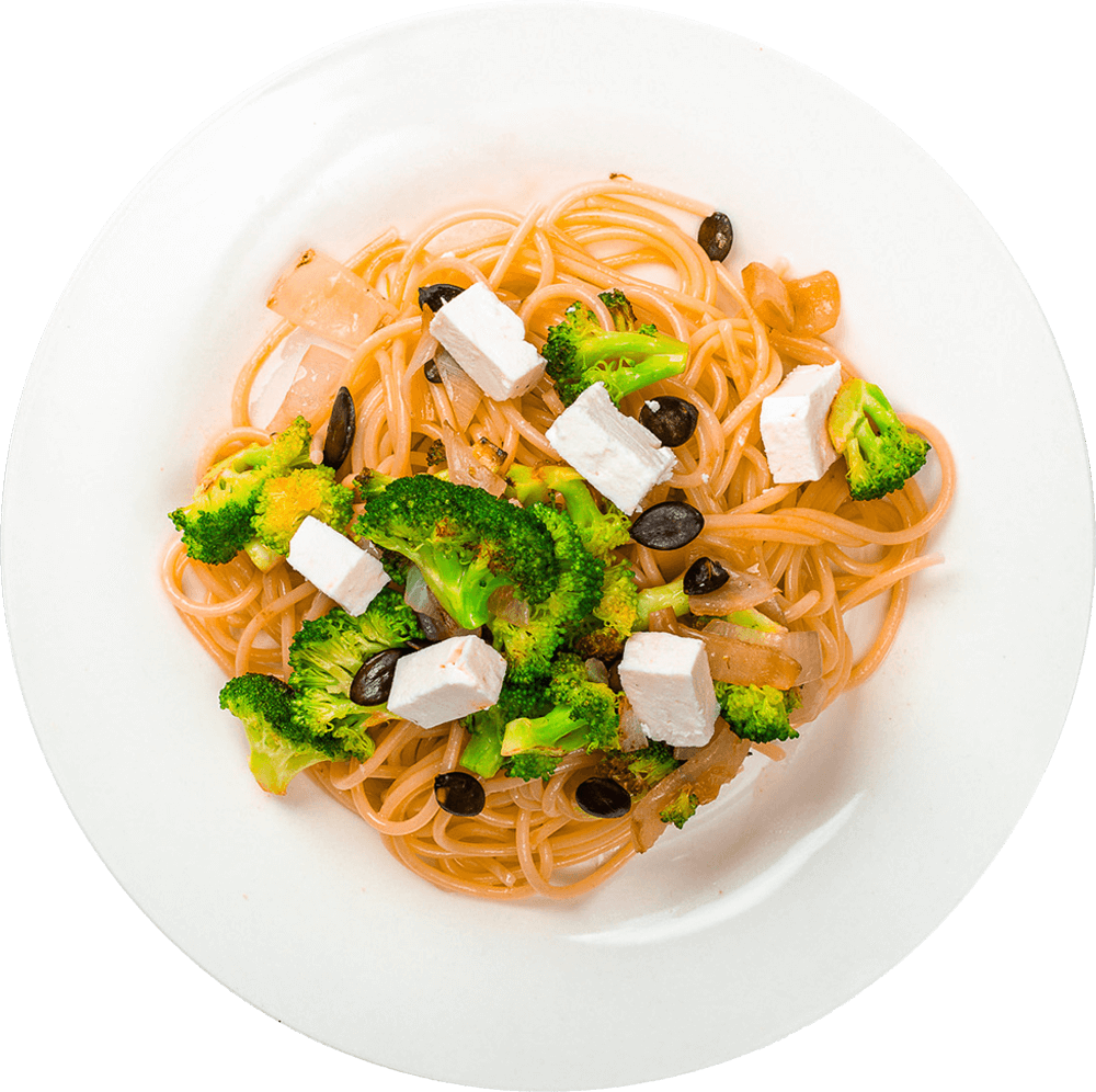 Spaghetti in sos de broccoli si branza