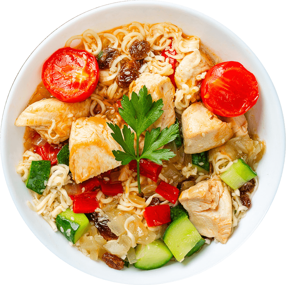 Pui chinezesc cu noodles si legume