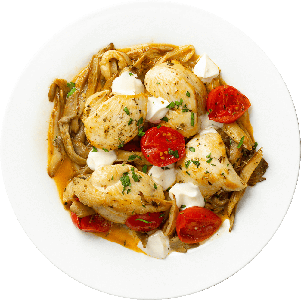 Tocana mediteraneana de pui si ciuperci